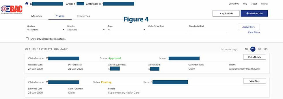 Screenshot with annotations: OEBAC Online